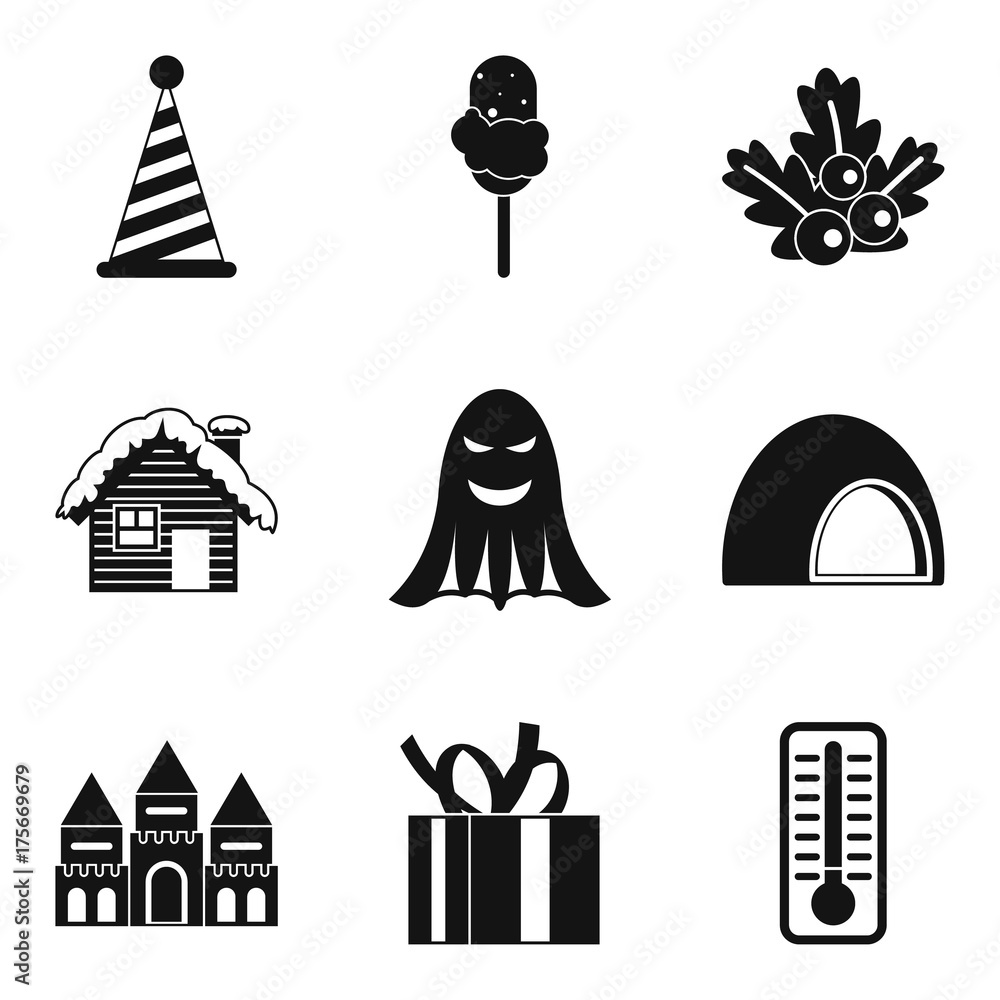 Fototapeta premium Country fun icons set, simple style