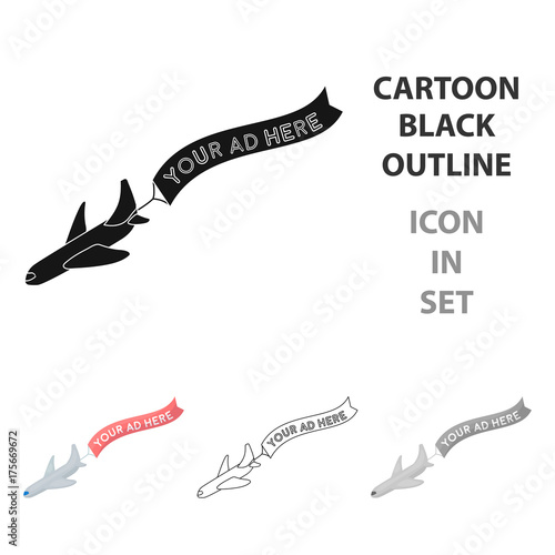 Aerial advertising icon in cartoon style isolated on white background. Advertising symbol stock vector illustration.