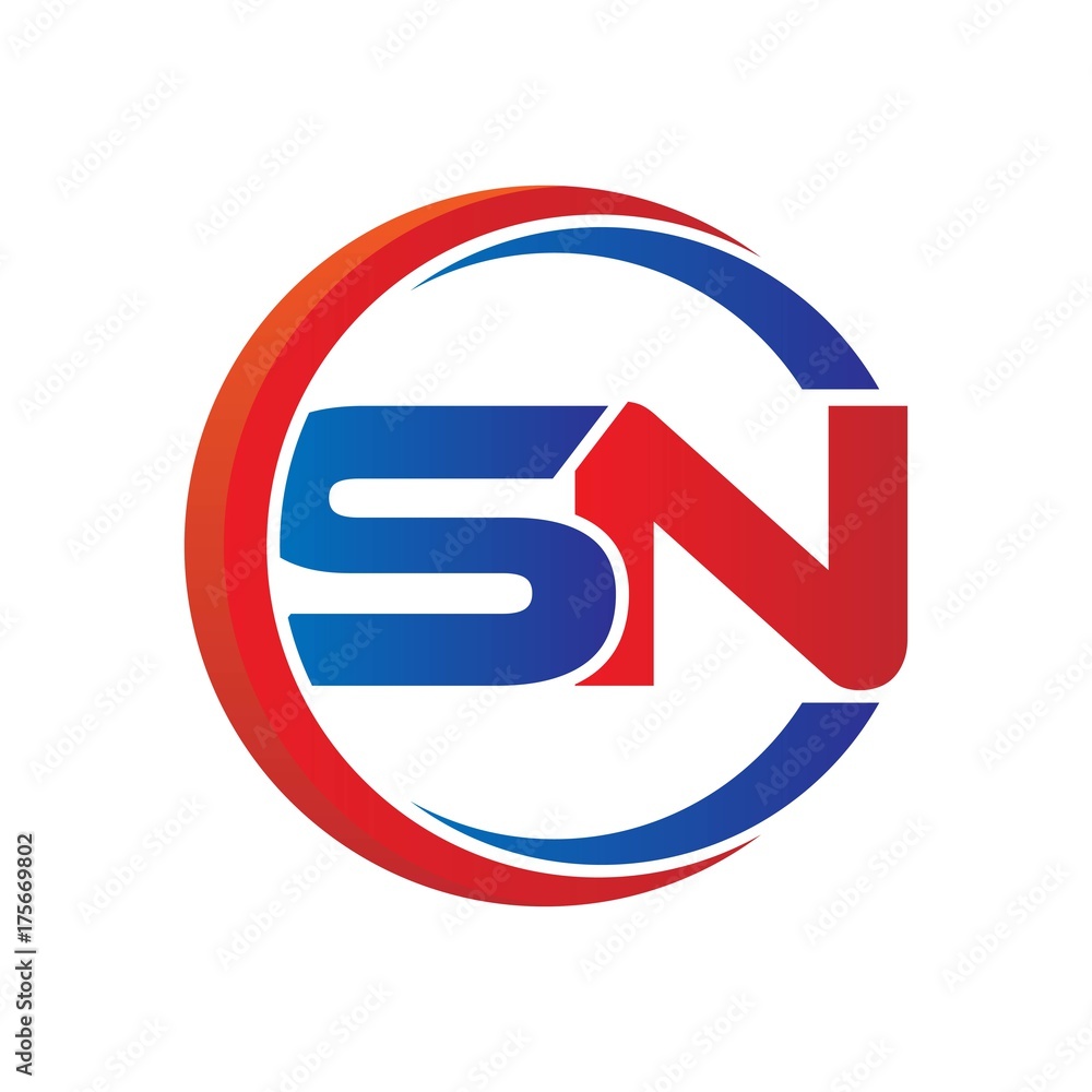 sn logo vector modern initial swoosh circle blue and red sn logo vector modern initial swoosh circle blue and red