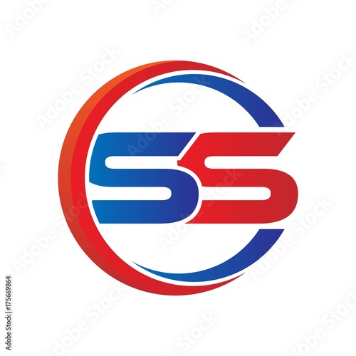ss logo vector modern initial swoosh circle blue and red