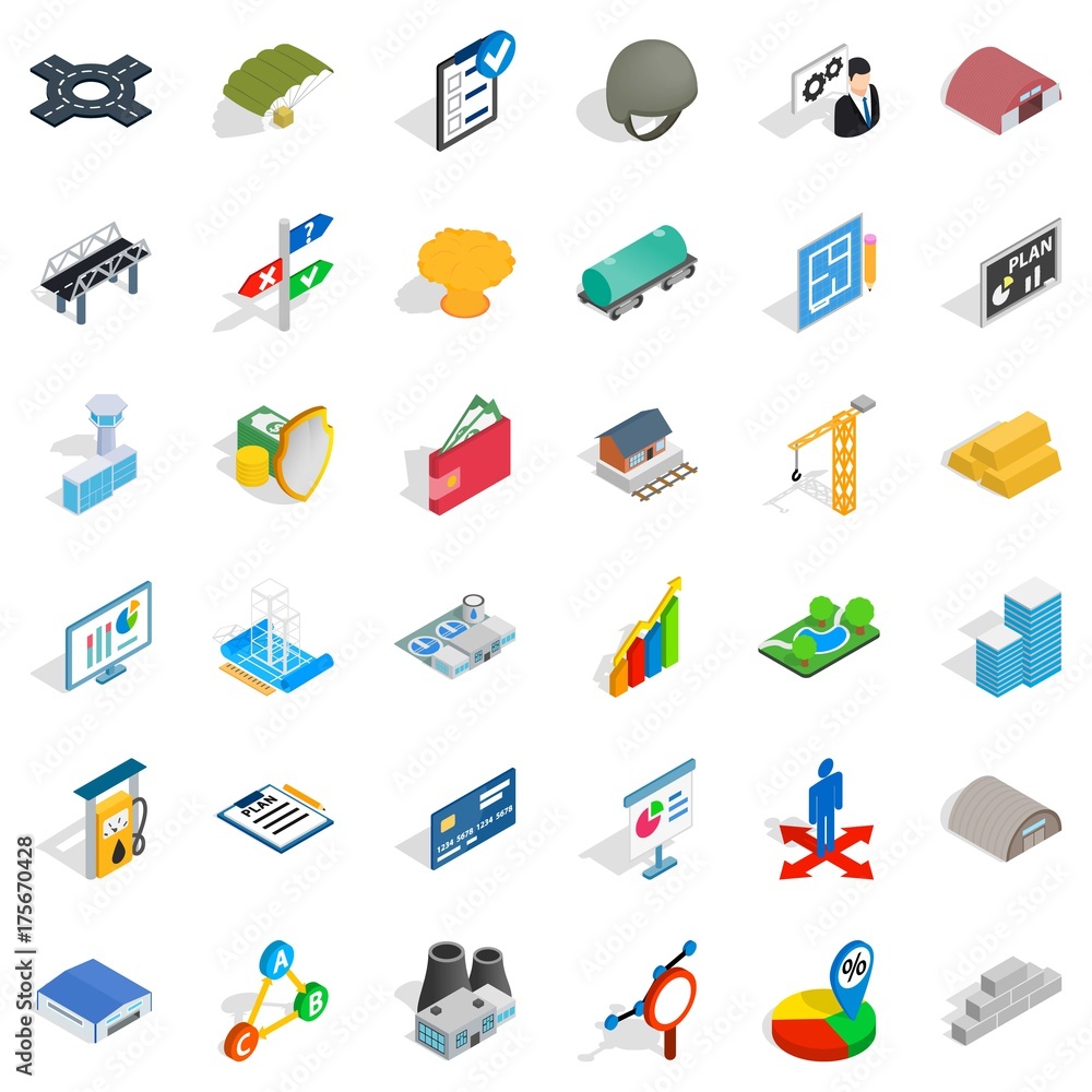 Right choice icons set, isometric style
