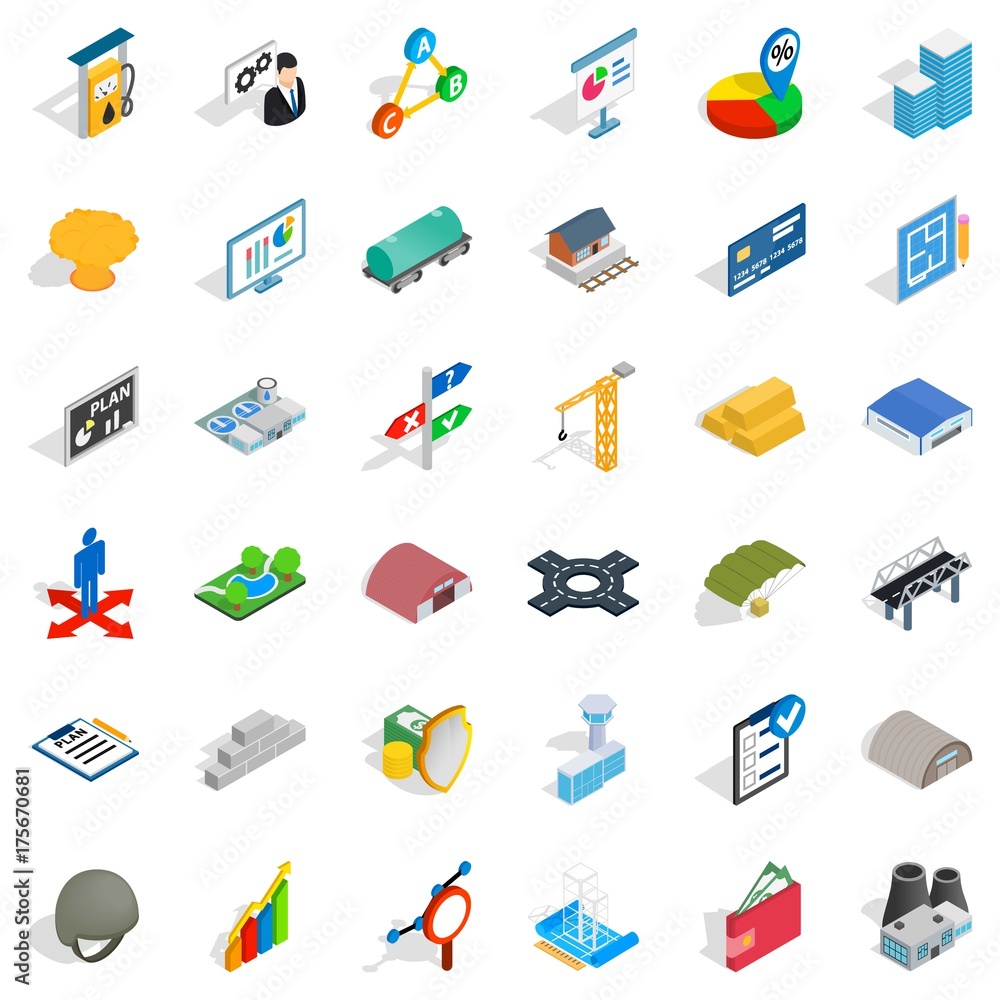 Bridge icons set, isometric style Bridge icons set, isometric style
