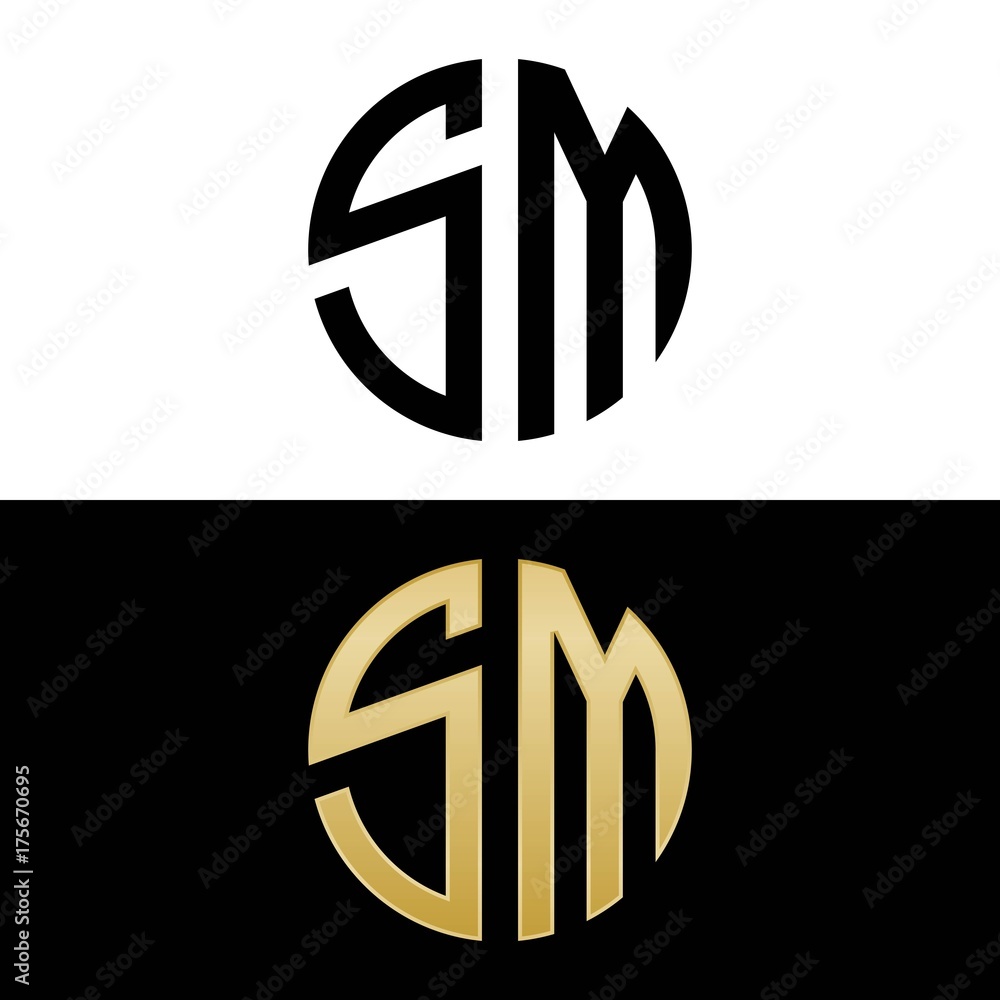 sm initial logo circle shape vector black and gold Stock Vector | Adobe ...