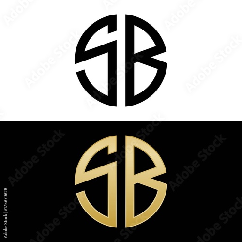 sb initial logo circle shape vector black and gold