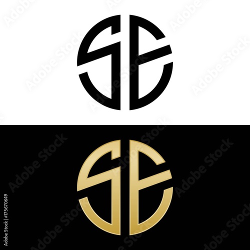 se initial logo circle shape vector black and gold
