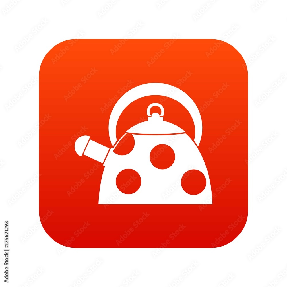 Kettle with white dots icon digital red Kettle with white dots icon digital red