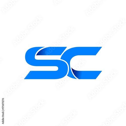 sc logo initial logo vector modern blue fold style