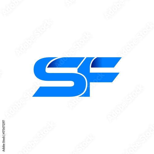 sf logo initial logo vector modern blue fold style