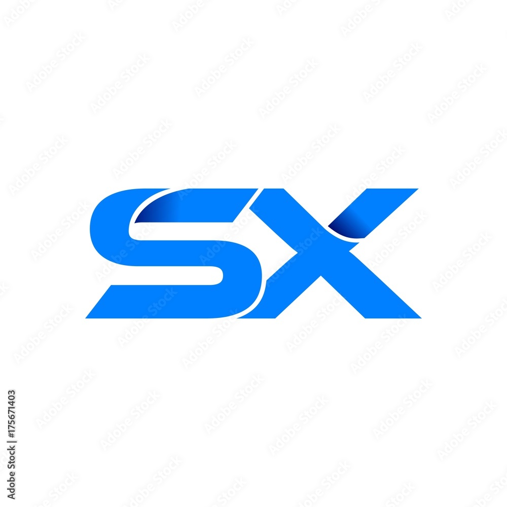 sx logo initial logo vector modern blue fold style sx logo initial logo vector modern blue fold style
