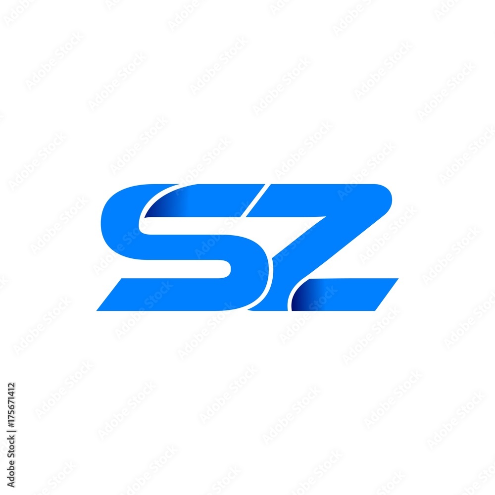 sz logo initial logo vector modern blue fold style sz logo initial logo vector modern blue fold style