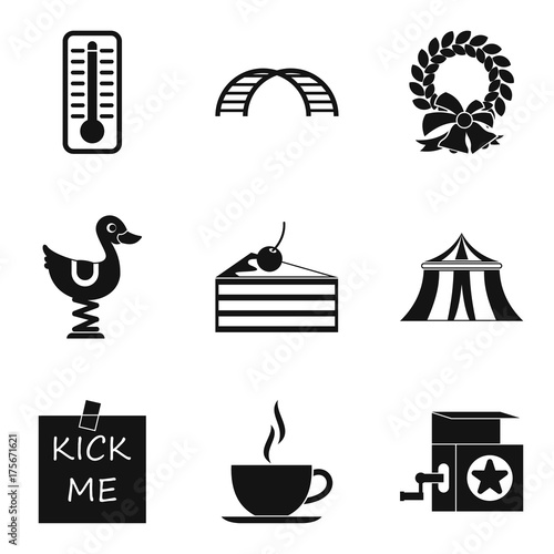 Boyishness icons set, simple style