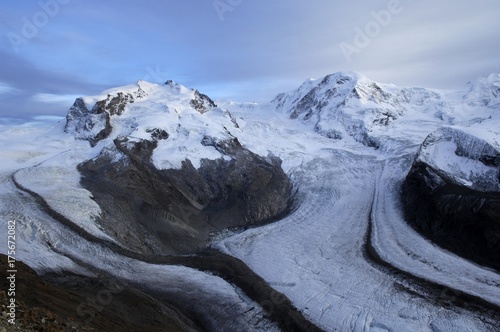 Alp panorama Gornergrat with Gorner glacier, Zermatt, Valais, Switzerland, Europe