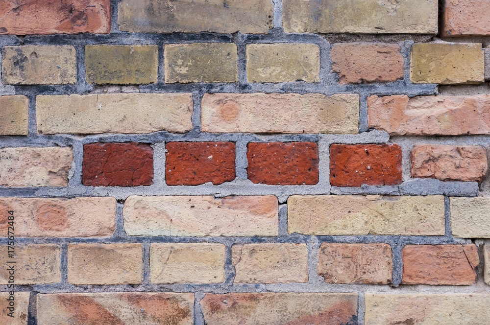 Obraz premium Brick wall, Osthafen harbour, detailed view, Frankfurt am Main, Hesse, Germany, Europe, PublicGround, Europe