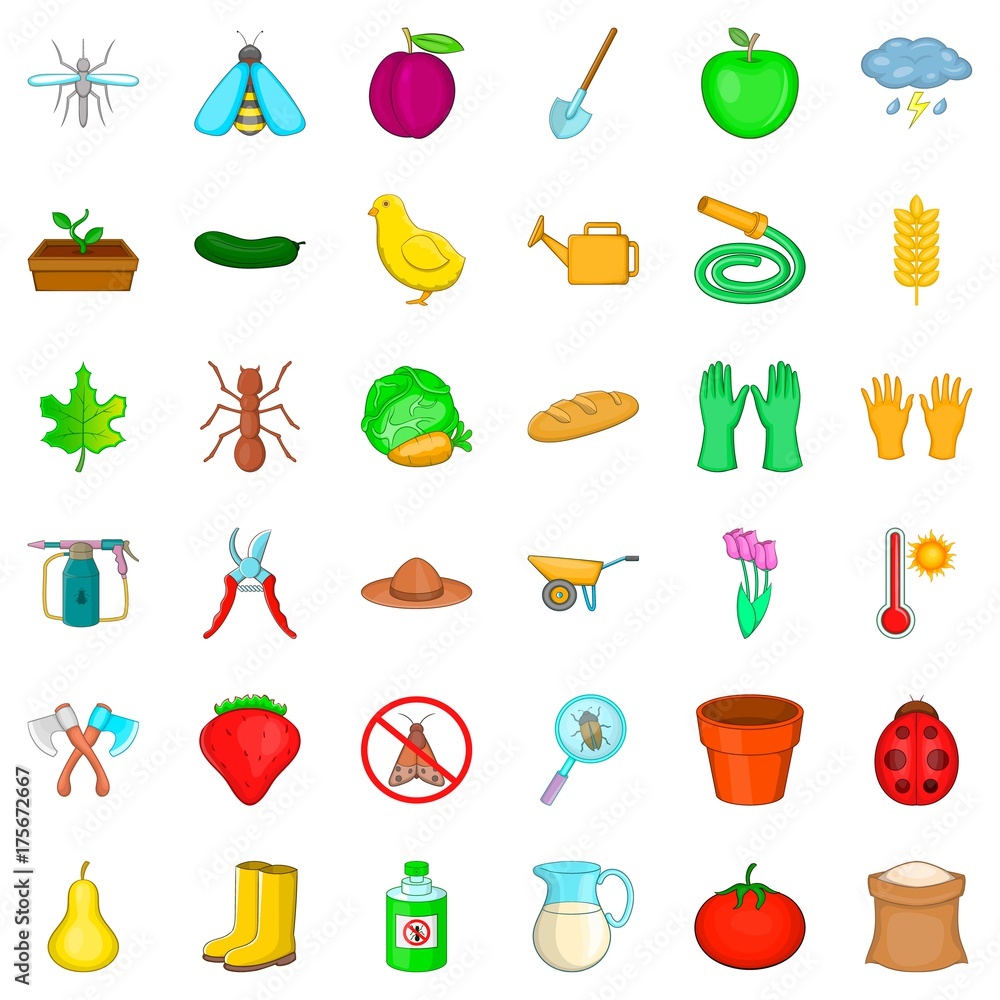 Apple icons set, cartoon style Apple icons set, cartoon style