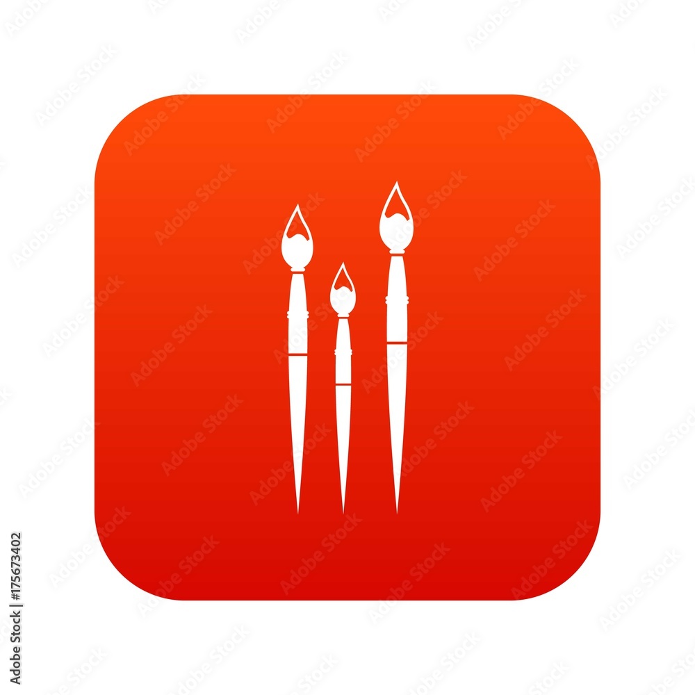 Three brushes for painting icon digital red Three brushes for painting icon digital red
