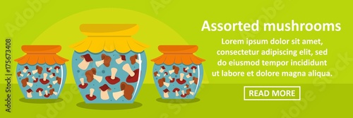 Assorted mushrooms banner horizontal concept