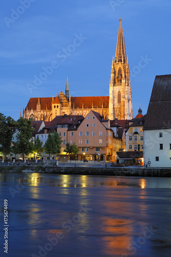 Cathedral Regensburg, Danube, Upper Palatinate, Bavaria, Germany, Europe