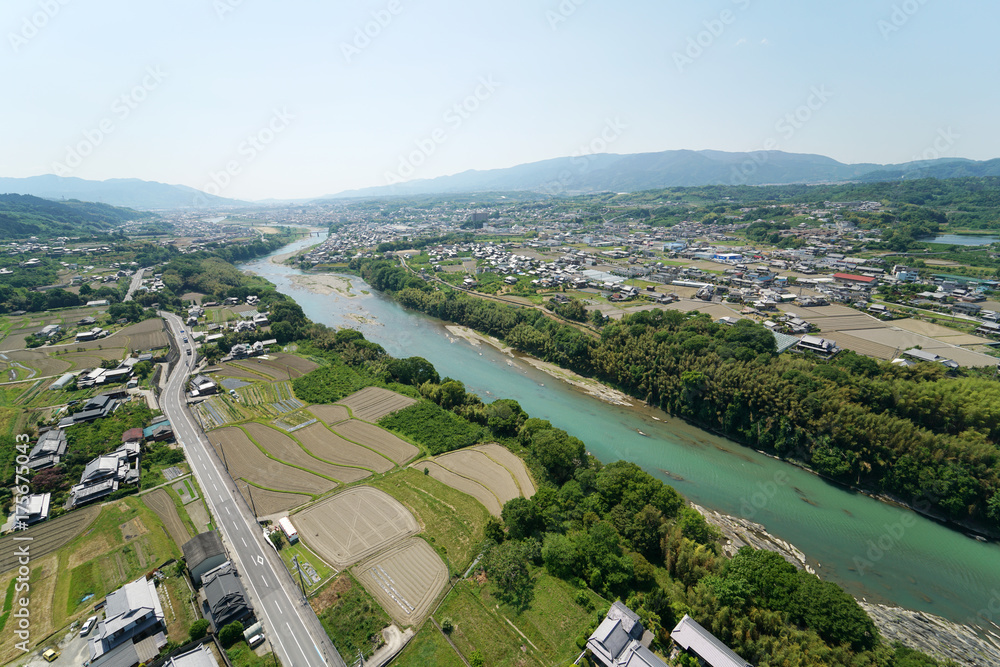 空撮　紀の川　和歌山