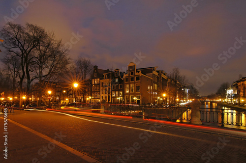 Amsterdam North Holland Netherlands evening at the Leidsegracht canal © imageBROKER