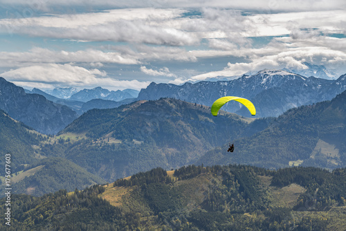 Hang-gliding above the Countryside around Zwölferhorn Mountain