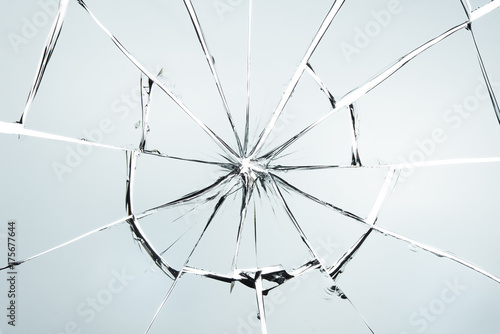 Quadro su tela Broken glass isolated on white texture wallpaper background  object design crash