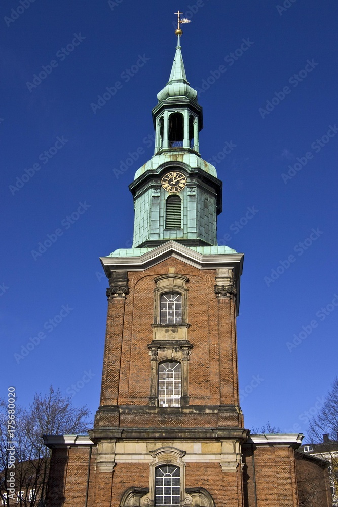 Tower of the church Heilige Dreieinikeitskirche in Hamburg - St. Georg, Hamburg, Germany, Europe