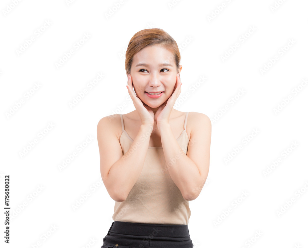Asian caucasian beauty woman model on isolated background. Can use for makeup,cosmatic or lifestyle concept. Asian caucasian beauty woman model on isolated background. Can use for makeup,cosmatic or lifestyle concept.
