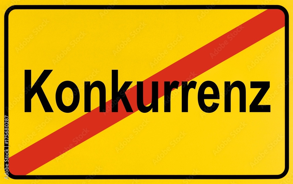 Obraz premium Sign, end of city limits, as symbol for the end of Competition or Konkurrenz