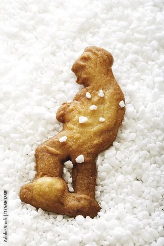 Speculaas biscuit, Dutch cookie in the shape of a man with coarse sugar photo