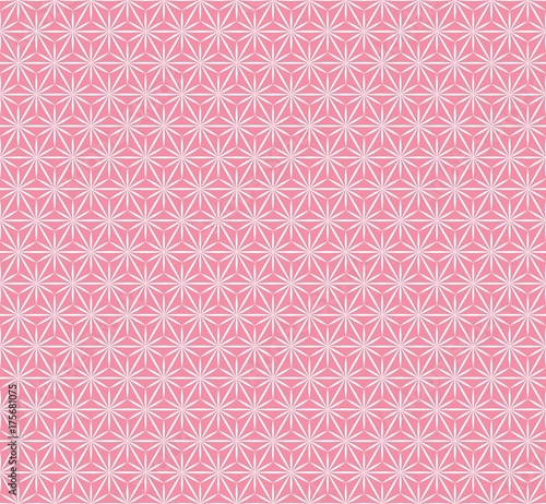 Vector Background, Japan Style #Geometric hemp-leaf pattern_中紅花(Nakakurenai) 