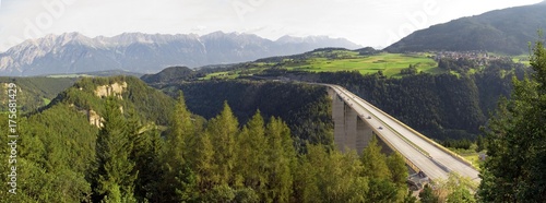 Panoramic view of the Europabruecke Bridge on the Brenner motorway  Tyrol  Austria  Europe