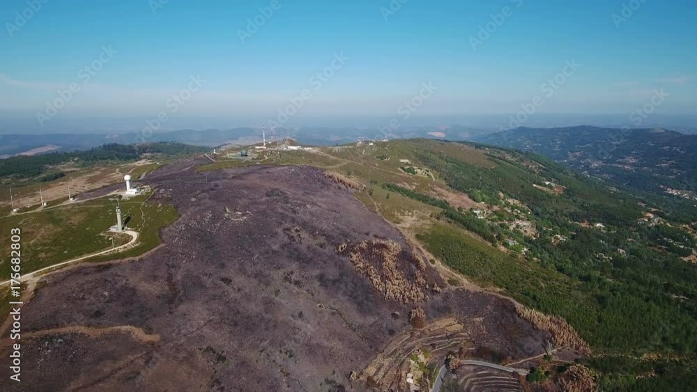 Aerial. Burnt lands in the forests Monchique of Foya Aerial. Burnt lands in the forests Monchique of Foya