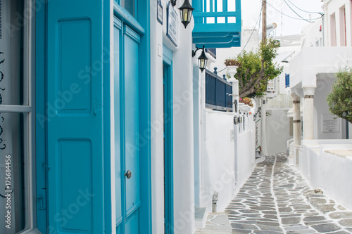 white and blue street