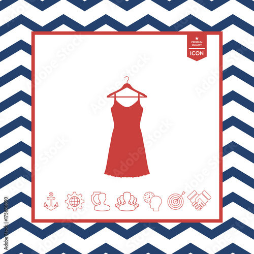 Sundress, Evening dress, combination or nightie on the wardrobe hanger , the silhouette. Menu item in the web design