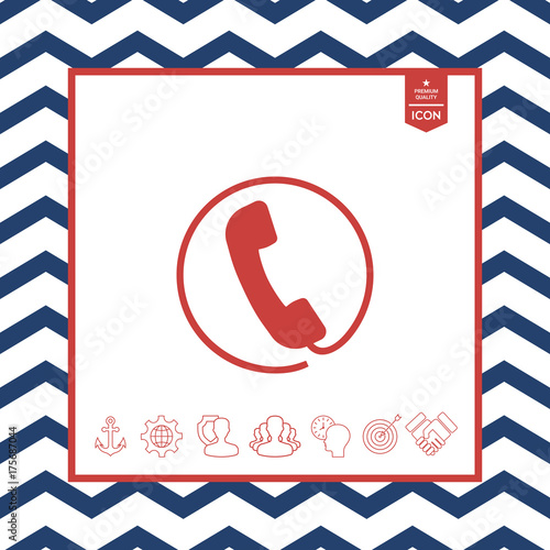 Telephone handset surrounded by a telephone cord - icon
