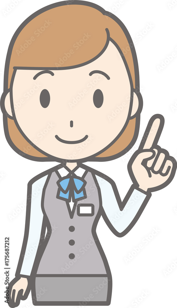 Illustration that a woman clothed in uniform wears a finger Illustration that a woman clothed in uniform wears a finger