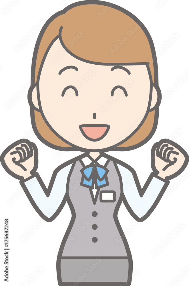 Illustration that a woman clothed in a uniform is pleased Illustration that a woman clothed in a uniform is pleased