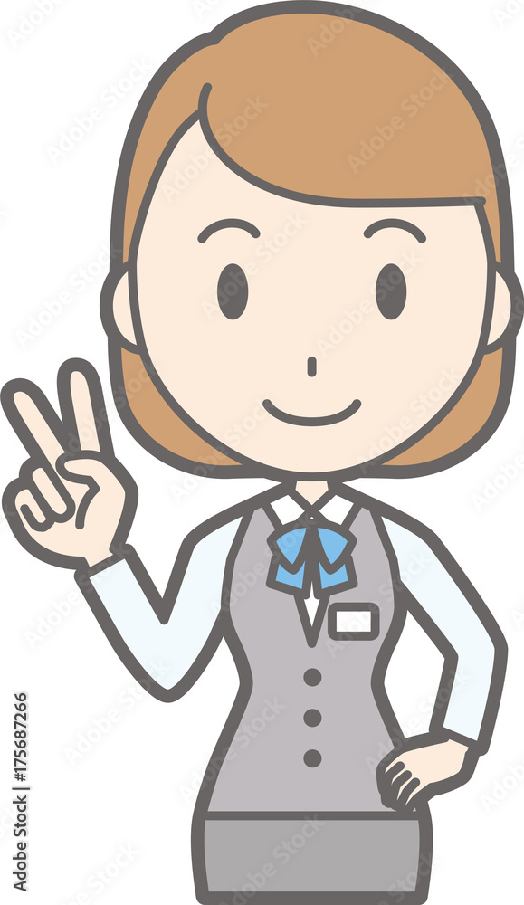 Illustration that a woman clothed in uniform wears a peace sign Illustration that a woman clothed in uniform wears a peace sign