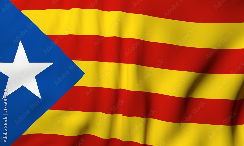 Obraz premium Flag of Catalonia waving on the wind. 3d rendering