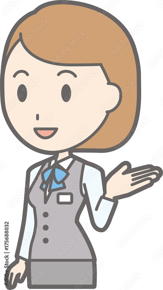 Illustration that a woman clothed in uniform wears