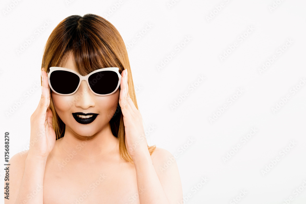 Young Asian gothic woman thinking isolated on white background. Young Asian gothic woman thinking isolated on white background.