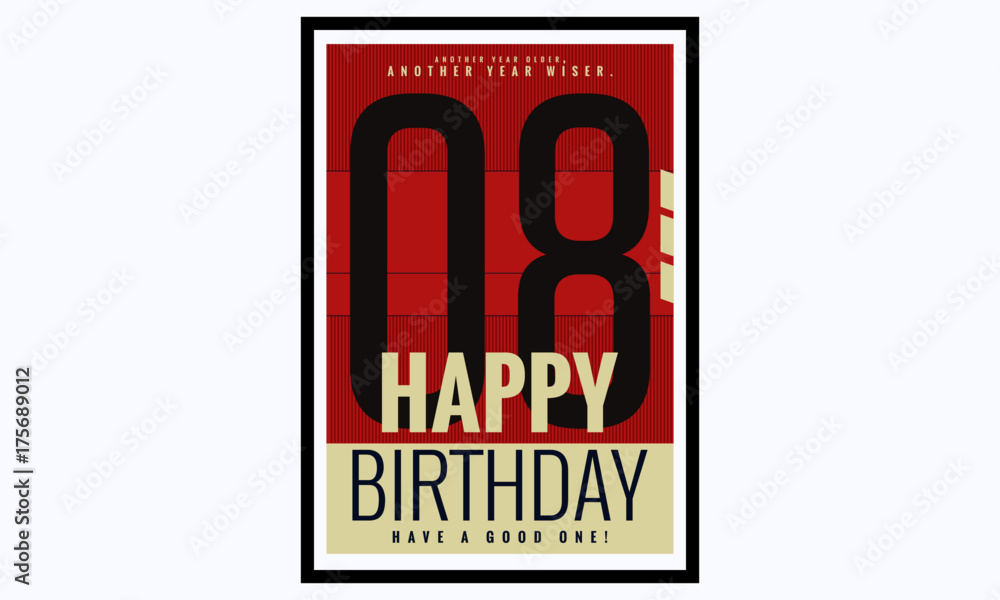 Happy Birthday 8 Year Card / Poster (Vector Illustration)