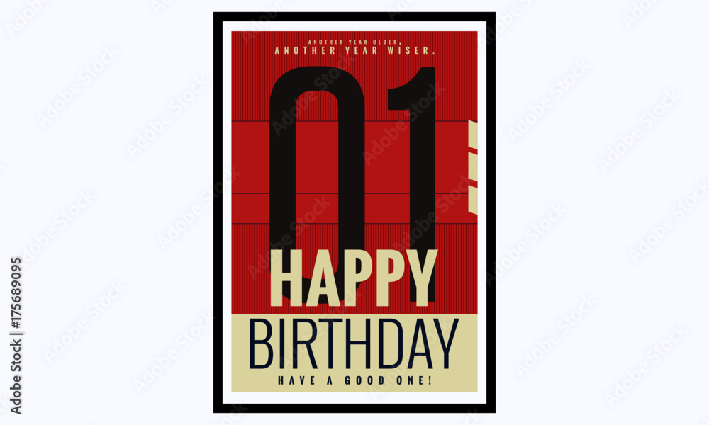 Happy Birthday 1 Year Card / Poster (Vector Illustration)