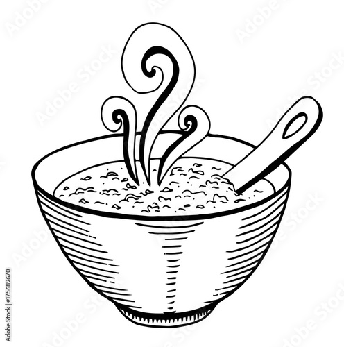 Simple hand drawn doodle of a bowl of soup