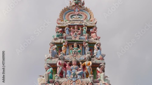 Exterior Detail Of  Sri Mariamman Temple in Singapore zoom in timelapse photo