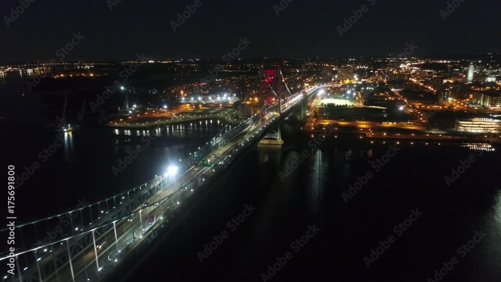 Aerial View of Ben Franklin Bridge Philadelphia at Night Aerial View of Ben Franklin Bridge Philadelphia at Night