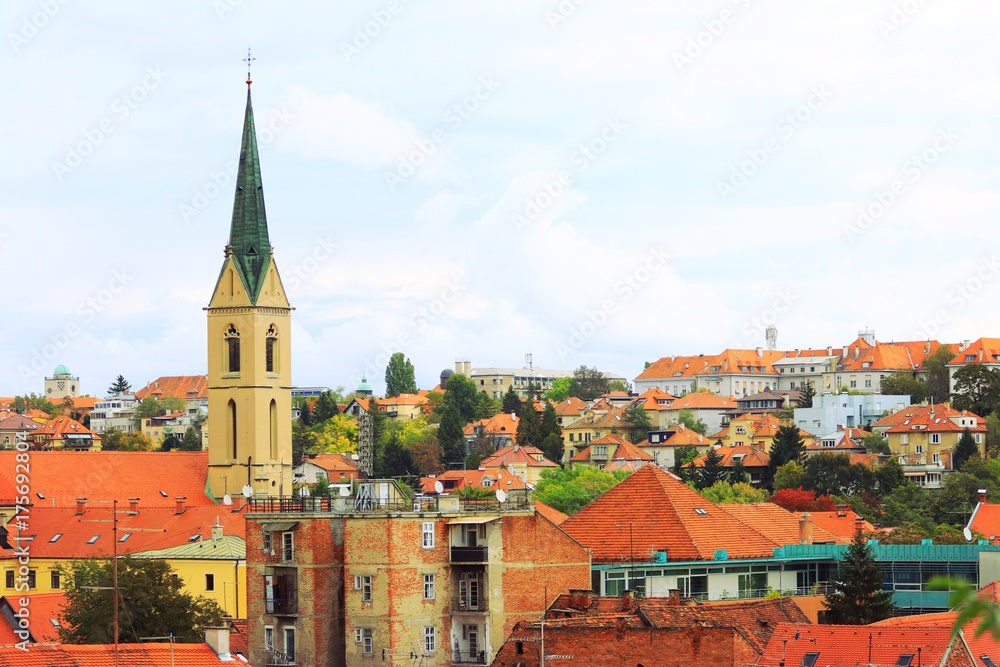 Zagreb, capital of Croatia, city roofs