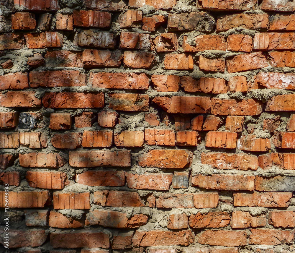 Brick wall. Brick background. Old brick wall. Abstract grunge background