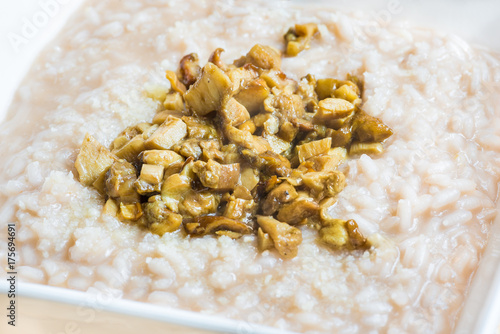 Rice with porcini mushrooms (boletus edulis) photo