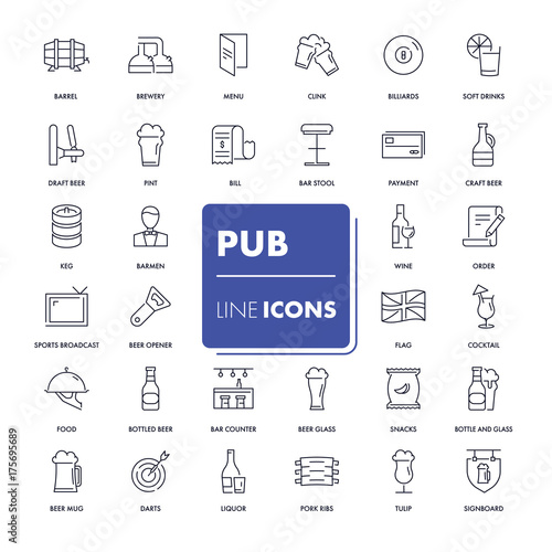 Line icons set. Pub pack.